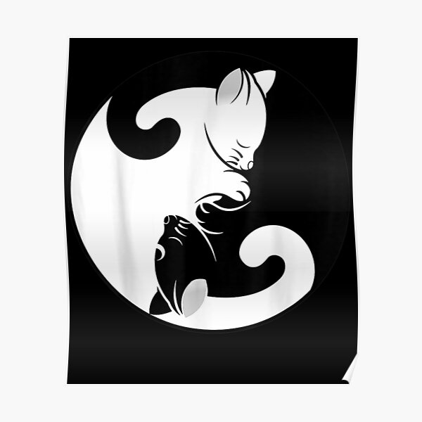 Posters Sur Le Theme Yin Yang Chat Redbubble