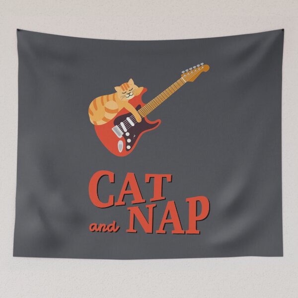 Item preview, Relaxed Cat on Guitar | Tabby | Catnap designed and sold by Fluffy-Vectors.