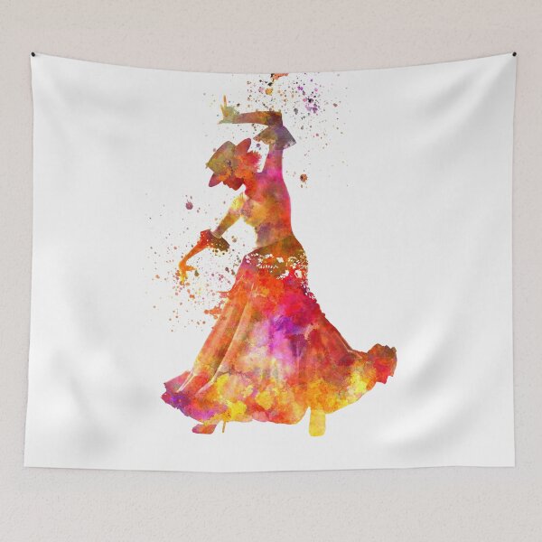 Item preview, Gypsy woman dancing flamenco dancer silhouette in watercolor	 designed and sold by paulrommer.