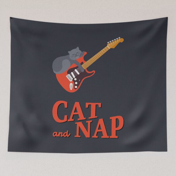 Item preview, Relaxed Cat on Guitar | British Shorthair | Catnap designed and sold by Fluffy-Vectors.