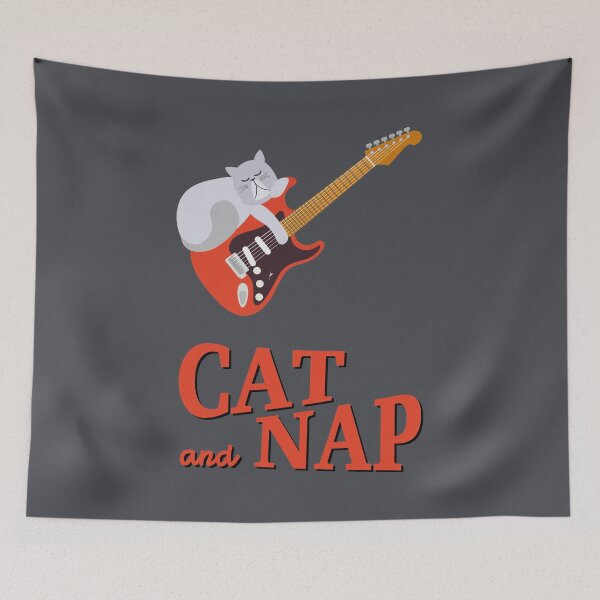 Item preview, Relaxed Cat on Guitar | Persian | Catnap designed and sold by Fluffy-Vectors.