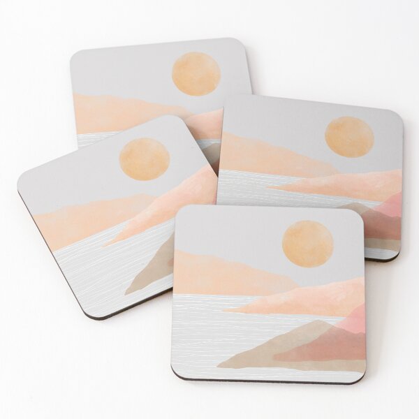 Item preview, Terra mountains landscape with moon, Minimalistic Pastel Mountain Landscape designed and sold by ColorsHappiness.