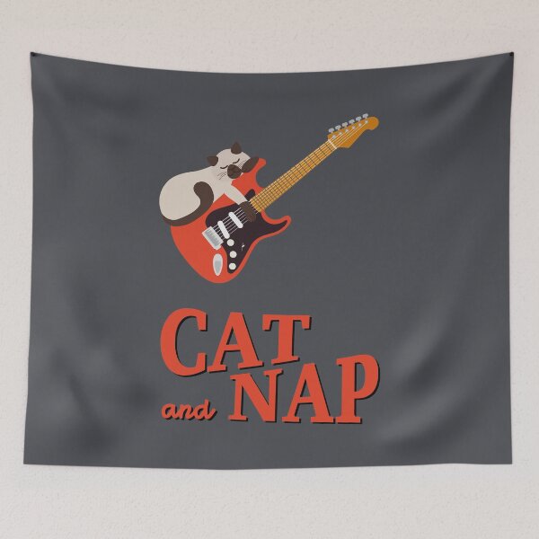 Item preview, Relaxed Cat on Guitar | Siamese | Catnap designed and sold by Fluffy-Vectors.