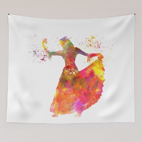Item preview, Gypsy woman dancing flamenco dancer silhouette in watercolor	 designed and sold by paulrommer.