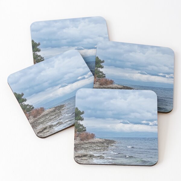 Item preview, Sea beach with waves, cloudy sky, trees. Sea landscape designed and sold by TJprint.