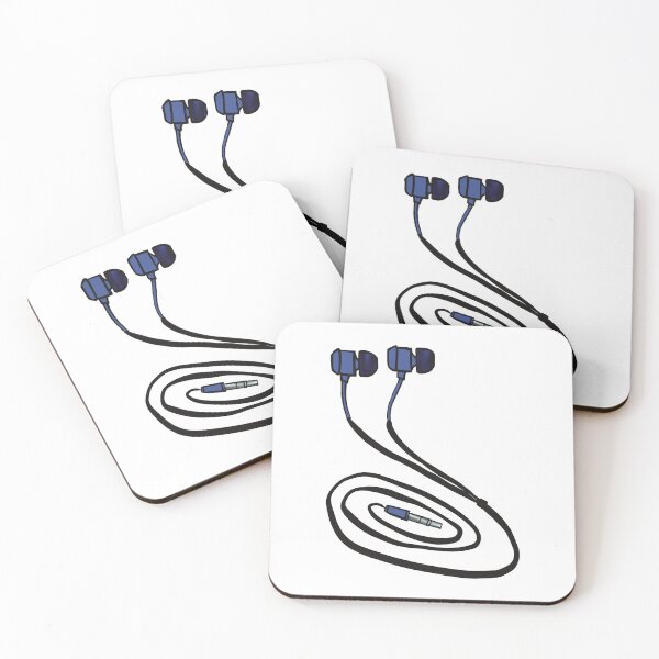 Item preview, Dark Blue Earphones Illustration designed and sold by ZaraRoza.