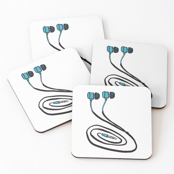 Item preview, Cerulean Pop Blue Earphones Illustration designed and sold by ZaraRoza.