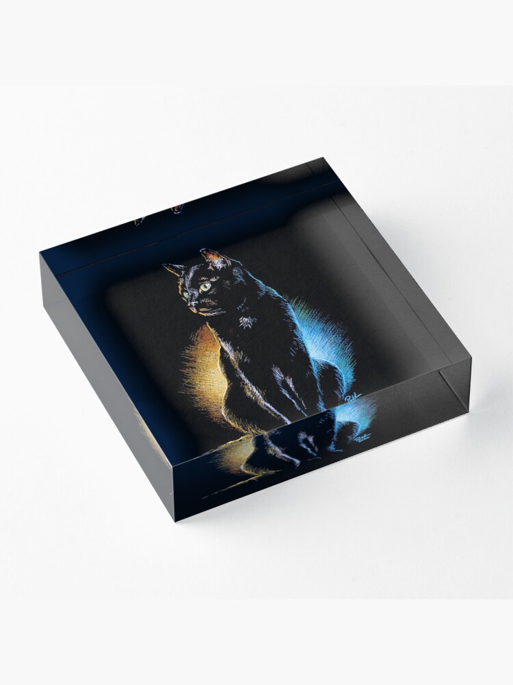 Alternate view of Good and Evil, Black Cat Print, Mug, Coaster, Curtain, Cup, Greetings Card Acrylic Block
