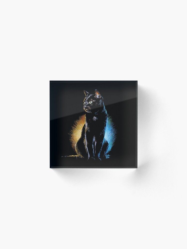 Alternate view of Good and Evil, Black Cat Print, Mug, Coaster, Curtain, Cup, Greetings Card Acrylic Block