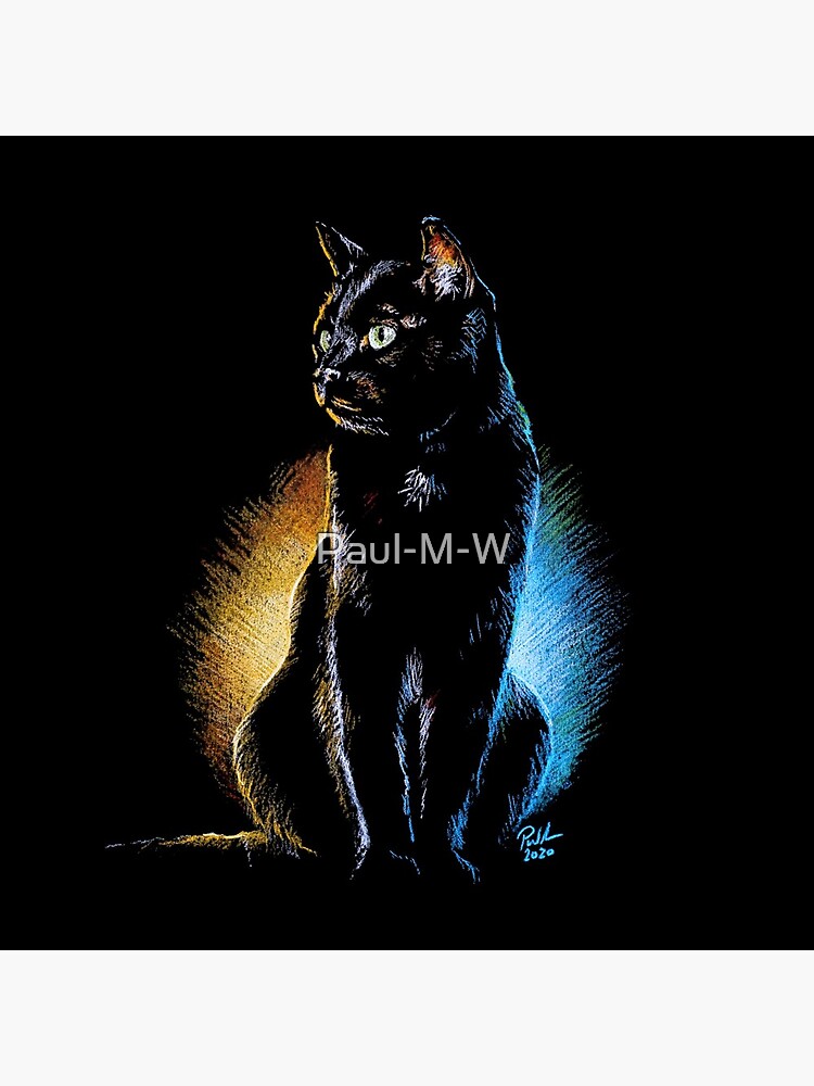 Good and Evil, Black Cat Print, Mug, Coaster, Curtain, Cup, Greetings Card by Paul-M-W