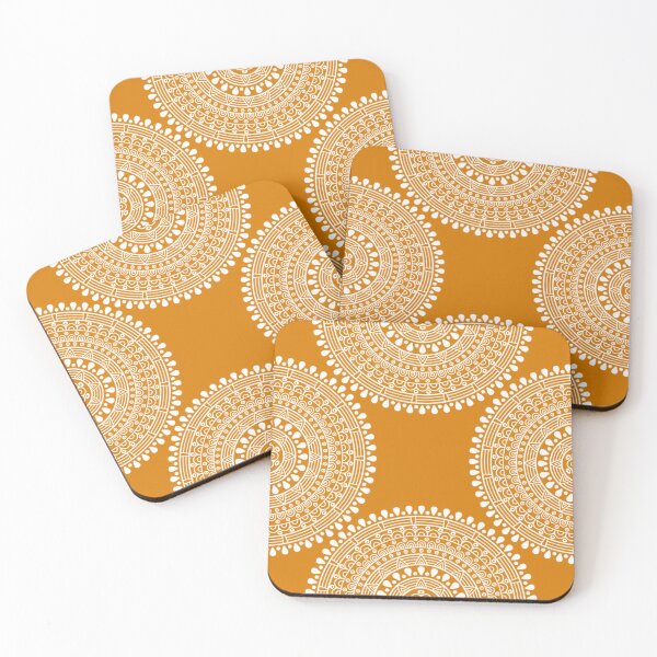 Item preview, Four half lace doilies on curry yellow designed and sold by Ninaeva.
