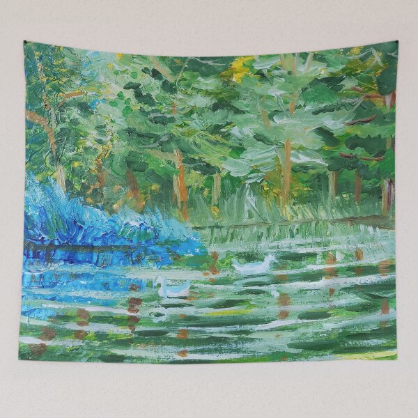 Item preview, Trees by the calm pond in Summer designed and sold by SoupSouka.