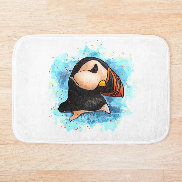 Aquarelle de macareux Tapis de bain