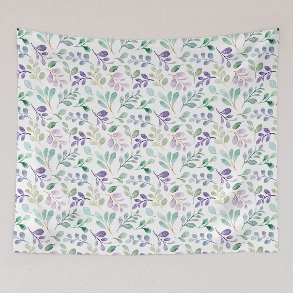 Item preview, Teal and Purple Leaf Pattern, beautiful and simple watercolor leaf pattern, fresh and soothing designed and sold by Orianah.
