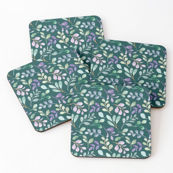 Item preview, Teal and Purple Leaf Pattern, beautiful and simple watercolor leaf pattern, fresh and soothing designed and sold by Orianah.