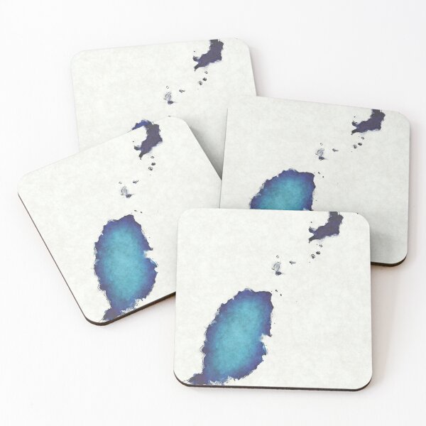 Item preview, Grenada map with drawn lines and blue watercolor illustration designed and sold by Ingo Menhard.