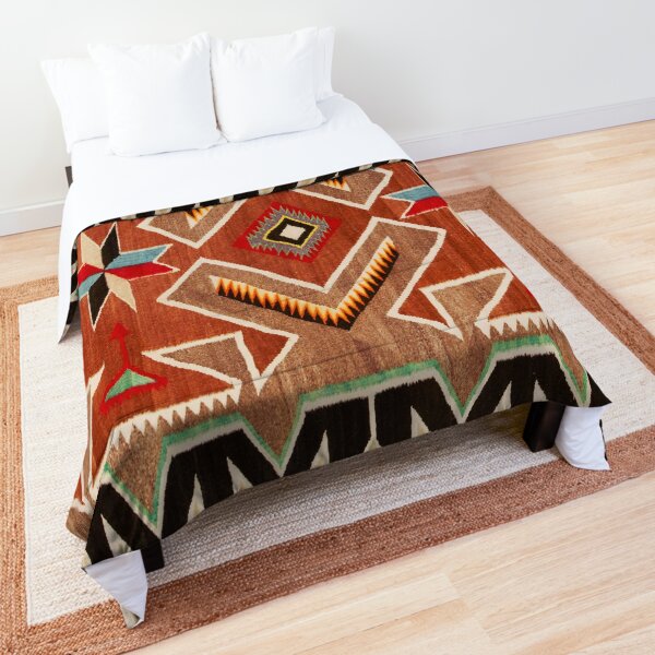 NAVAJO INDIAN WOVEN TAPESTRY MADE 1915 (turned) Comforter