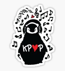 Penguin listen to kpop Sticker