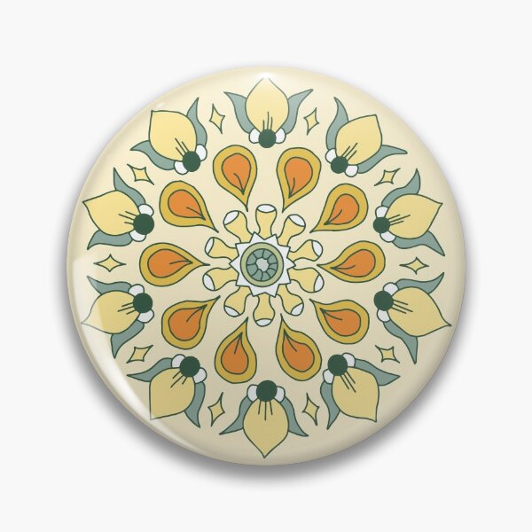 Item preview, Pattern of Indian floral rosettes with birds on green designed and sold by colorofmagic.