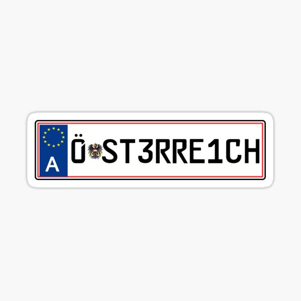 Austria Österreich car license plate Sticker for Sale by HAKVS