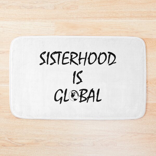 Item preview, Sisterhood is global - minimalist black and white typography with globe world design designed and sold by Deegital18.