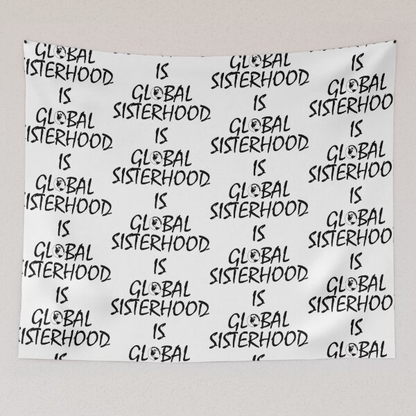 Item preview, Sisterhood is global - minimalist black and white typography with globe world design designed and sold by Deegital18.
