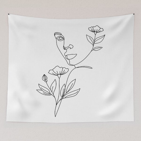 Item preview, Nature woman head. Line art female face Art Print designed and sold by OneLinePrint.