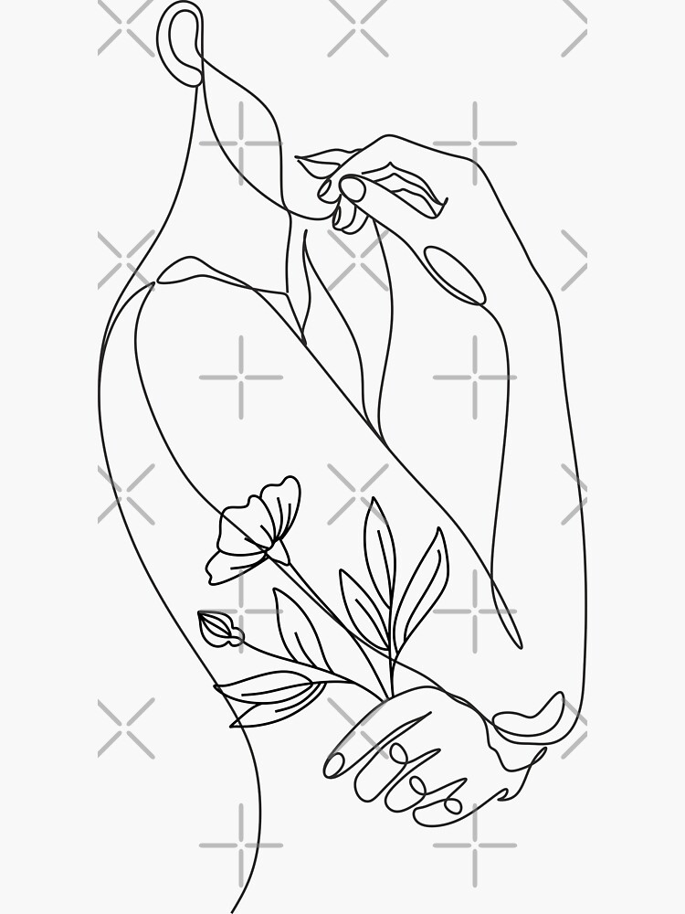 Flower with woman. Line illustration. Line drawing. One line. Nature face. by OneLinePrint
