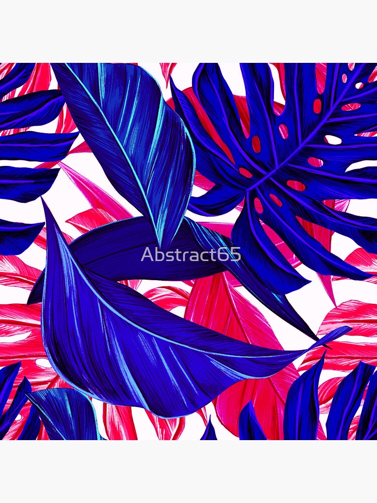 "Palm Leaf Wallpaper Print In Pink and Blue Abstract" Sticker for Sale