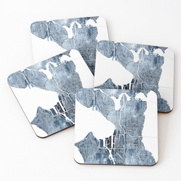 Item preview, Seattle Map Watercolor Navy Blue by Zouzounio Art designed and sold by zouzounioart.
