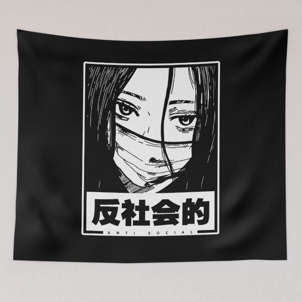Item preview, Anti Social Japanese Kanji Aesthetic Vaporwave Anime designed and sold by 187designz.