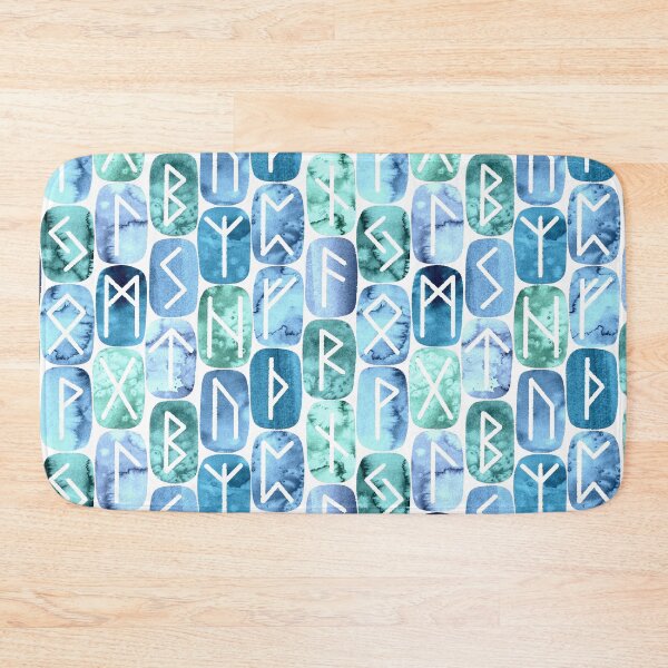 Artikelvorschau, Elder Futhark Rune Stones Teal on White entworfen und verkauft von Paisley Yazel.