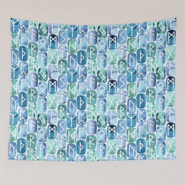 Item preview,  Elder Futhark Rune Stones Teal on White designed and sold by Paisley Yazel.