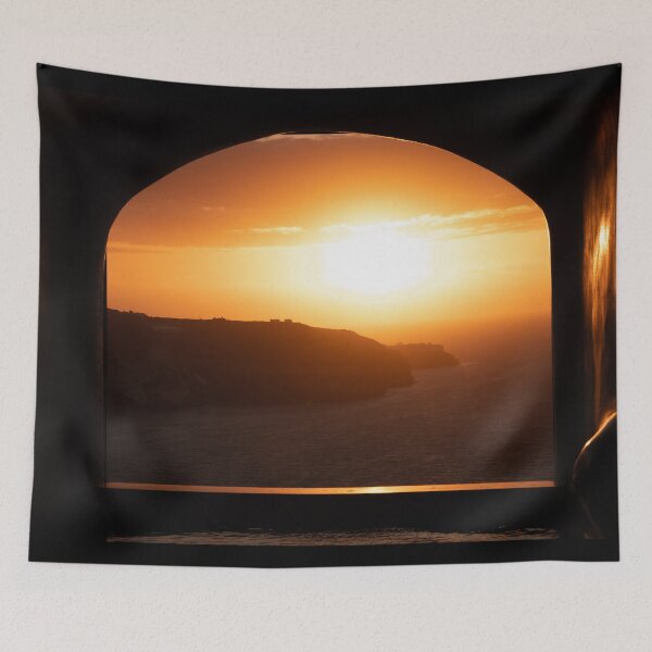 Item preview, Window to the Caldera - Santorini Golden Sunset designed and sold by JarbasVisuals.