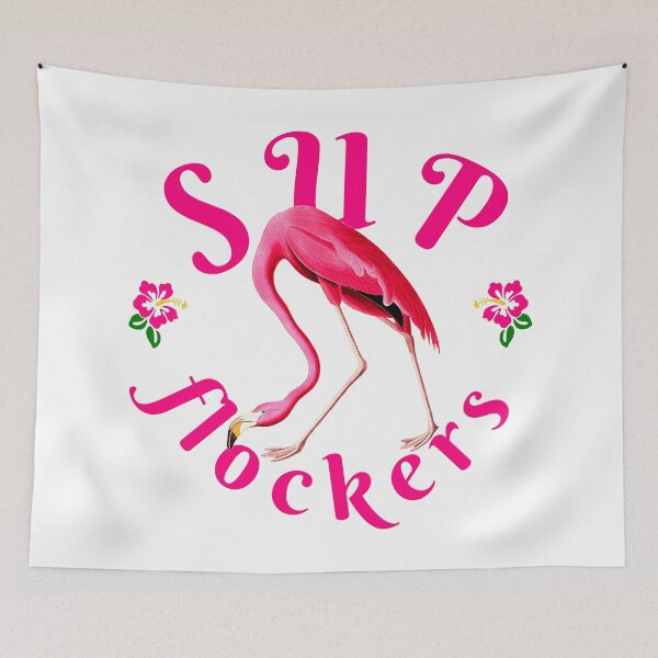 Item preview, Pinky Vintage Flamingo Funny Quote - Sup Flockers designed and sold by ChinStore.