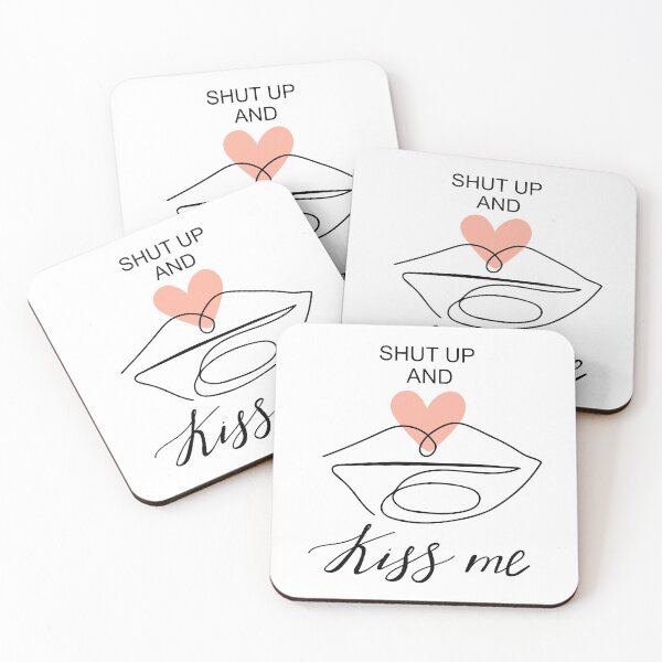 Item preview, Abstract one line lips with heart shape. Typography slogan design "Shut up and kiss me". designed and sold by CoCoArt-Ua.