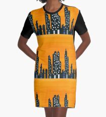 Sunset City and Lights Graphic T-Shirt Dress