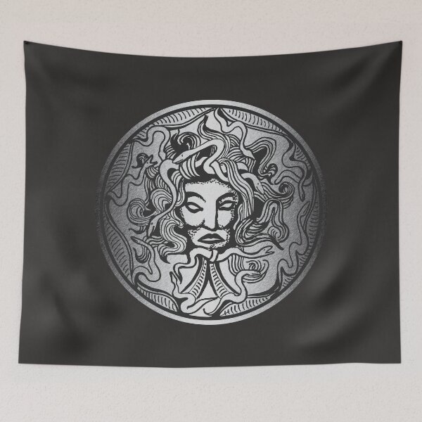 Item preview, Silver gorgoneion ancient Greek mythological figures amulet designed and sold by CynthiaGraphics.