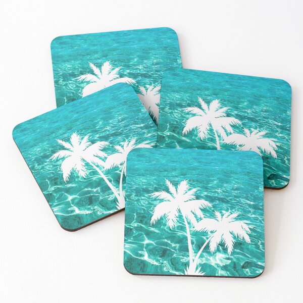 Item preview, White Palm Trees Blue Ocean  designed and sold by KirstyNadineArt.