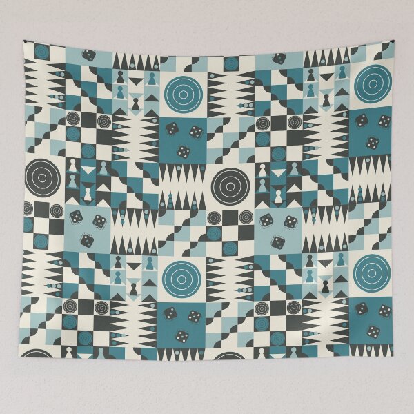 Item preview, Boardgame Pattern l  Teal Blue designed and sold by cathyvandelaak.
