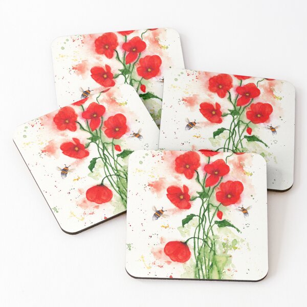 Item preview, Nasturtiums, loose spring flowers and bumble bees designed and sold by Cacatuart.