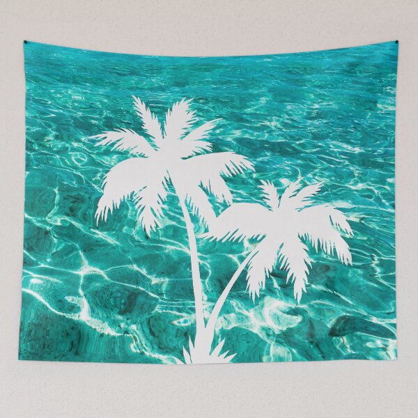 Item preview, White Palm Trees Blue Ocean  designed and sold by KirstyNadineArt.