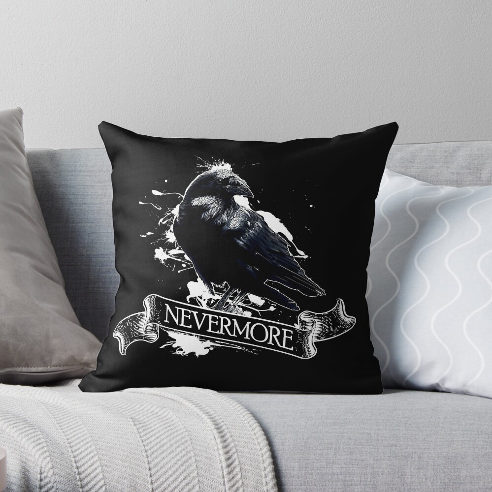 Edgar Allan Poe The Raven Nevermore Gothic Literature Throw Pillow