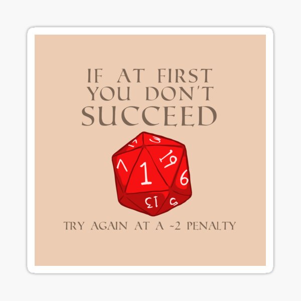 Try Again D20 Sticker