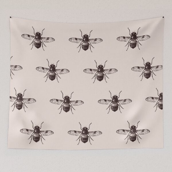 Item preview, vintage bee dark academia pattern in brown and cream designed and sold by neopop.