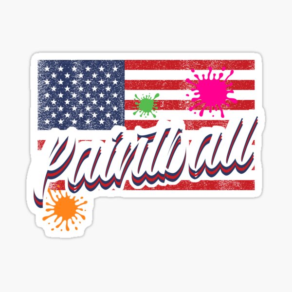 Vista previa del artículo con la obra «Retro USA Flag Paintball Paint Balling Paint Baller Hombres Mujeres Niños y niñas», diseñado y vendido por shoptshirtswag.