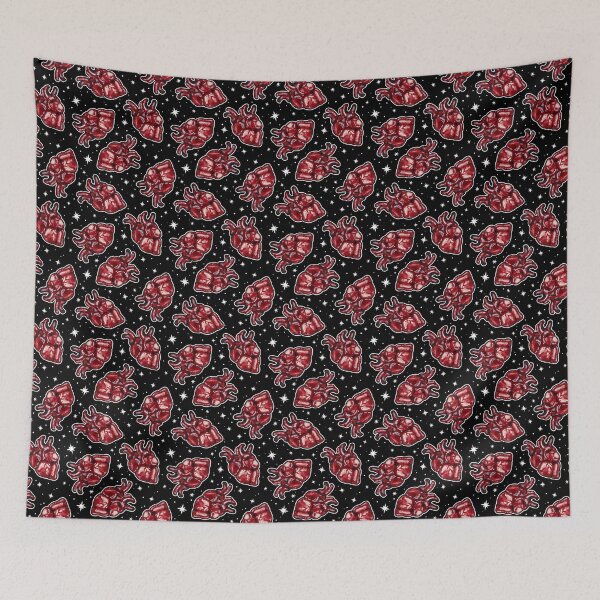 Item preview,  Watercolor Hearts Scatter on Black designed and sold by Paisley Yazel.
