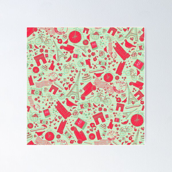 Item preview, STYLISH PARIS ADDICTION CUTE PARIS CITY THEME  DOODLE SEAMLESS PATTERN designed and sold by zenturtlemerch.