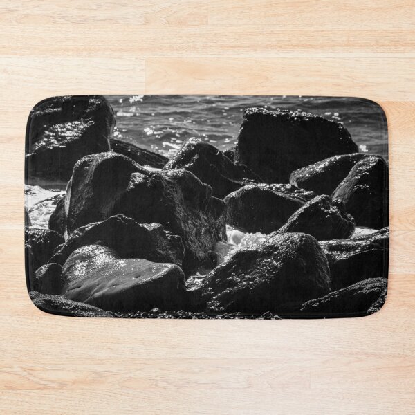 Item preview, Black and White Water-Washed Rocks at White Beach, Santorini, Greece designed and sold by JarbasVisuals.