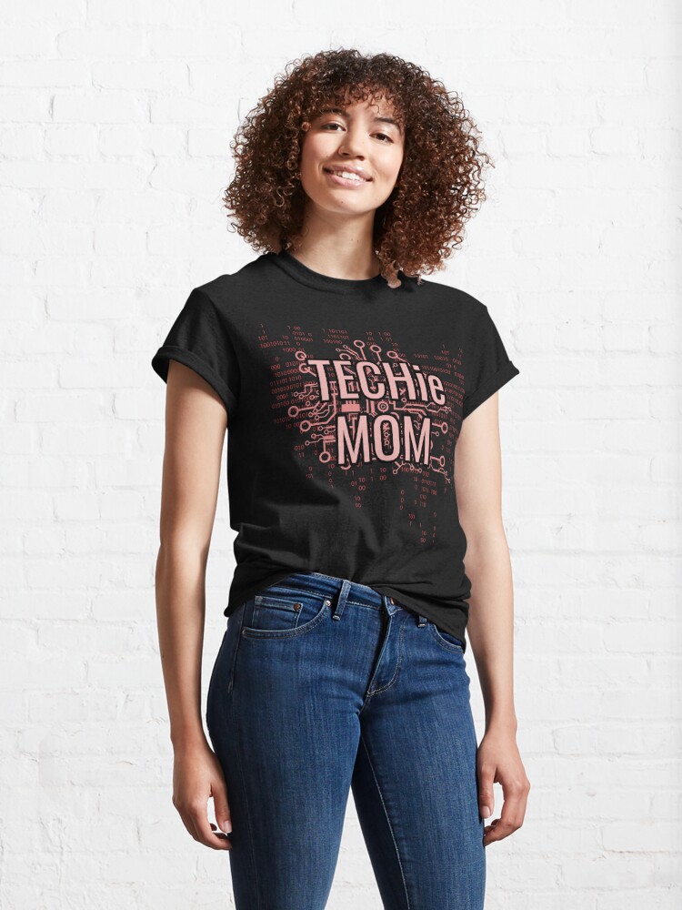 Classic T-Shirt, TECHie MOM Cyber Pink circuit designed and sold by futureimaging